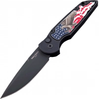 Автоматический складной нож Pro-Tech TR-3 B. Shaw Designed «3D coin struck» Eagle Inlay, клинок черный, сталь 154CM, рукоять алюминий купить в Мытищах