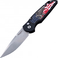 Автоматический складной нож Pro-Tech TR-3 B. Shaw Designed «3D coin struck» Eagle Inlay, клинок Stonewash, сталь 154CM, рукоять алюминий купить в Мытищах