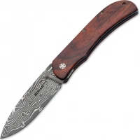 Нож складной Boker Plus Exskelibur I Damascus Cocobolo, дамасская сталь Plain, рукоять дерево, 01BO222DAM купить в Мытищах