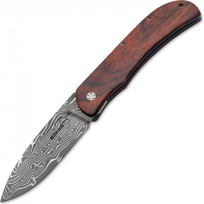 Нож складной Boker Plus Exskelibur I Damascus Cocobolo, дамасская сталь Plain, рукоять дерево, 01BO222DAM