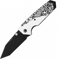 Нож складной Hogue EX-02 Tanto Skulls & Bones, сталь 154CM, рукоять ABS-пластик, молочный купить в Мытищах