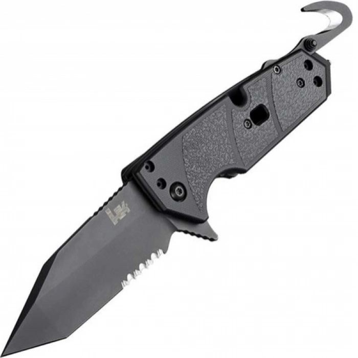 Складной нож Hogue Elishewitz Karma Tanto, клинок черный, сталь 154CM, рукоять черный G10